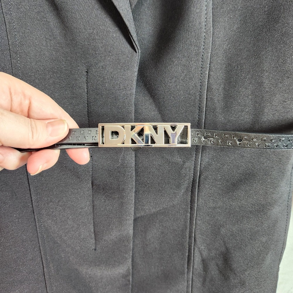 DKNY Blazer‎ Jacket Womens 12 Black Belted Professional Career Interview Office - Picture 7 of 11